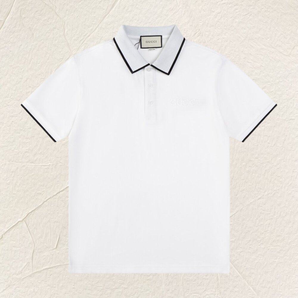 Gucci White Polo Shirt with Black Trim